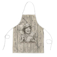 Zora Neale Hurston Apron Rustic Wood Engraved Style Illustration Joyful Portrait with Book and Map Donkey - Wonder Print Shop
