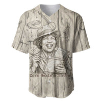 Zora Neale Hurston Baseball Jersey Rustic Wood Engraved Style Illustration Joyful Portrait with Book and Map Donkey - Wonder Print Shop