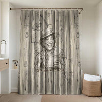 Zora Neale Hurston Bathroom Set Rustic Wood Engraved Style Illustration Joyful Portrait with Book and Map Donkey - Wonder Print Shop