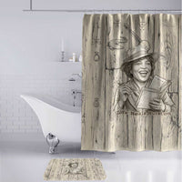 Zora Neale Hurston Bathroom Set Rustic Wood Engraved Style Illustration Joyful Portrait with Book and Map Donkey - Wonder Print Shop