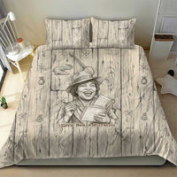 Zora Neale Hurston Bedding Set Rustic Wood Engraved Style Illustration Joyful Portrait with Book and Map Donkey - Wonder Print Shop