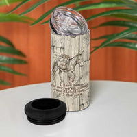 Zora Neale Hurston 4 in 1 Can Cooler Tumbler Rustic Wood Engraved Style Illustration Joyful Portrait with Book and Map Donkey - Wonder Print Shop