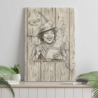 Zora Neale Hurston Canvas Wall Art Rustic Wood Engraved Style Illustration Joyful Portrait with Book and Map Donkey - Wonder Print Shop