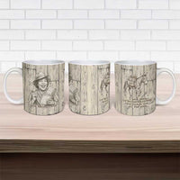Zora Neale Hurston Ceramic Mug Rustic Wood Engraved Style Illustration Joyful Portrait with Book and Map Donkey - Wonder Print Shop
