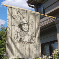 Zora Neale Hurston Garden Flag Rustic Wood Engraved Style Illustration Joyful Portrait with Book and Map Donkey - Wonder Print Shop