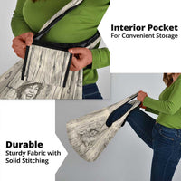 Zora Neale Hurston Grocery Bag Rustic Wood Engraved Style Illustration Joyful Portrait with Book and Map Donkey - Wonder Print Shop