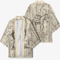 Zora Neale Hurston Kimono Rustic Wood Engraved Style Illustration Joyful Portrait with Book and Map Donkey - Wonder Print Shop