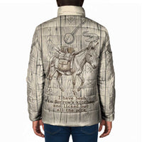 Zora Neale Hurston Padded Jacket Rustic Wood Engraved Style Illustration Joyful Portrait with Book and Map Donkey - Wonder Print Shop