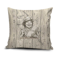 Zora Neale Hurston Pillow Cover Rustic Wood Engraved Style Illustration Joyful Portrait with Book and Map Donkey - Wonder Print Shop