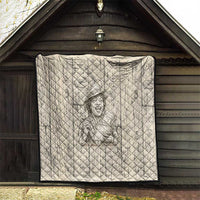 Zora Neale Hurston Quilt Rustic Wood Engraved Style Illustration Joyful Portrait with Book and Map Donkey - Wonder Print Shop