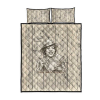 Zora Neale Hurston Quilt Bed Set Rustic Wood Engraved Style Illustration Joyful Portrait with Book and Map Donkey - Wonder Print Shop