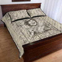 Zora Neale Hurston Quilt Bed Set Rustic Wood Engraved Style Illustration Joyful Portrait with Book and Map Donkey - Wonder Print Shop