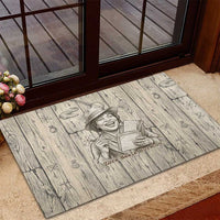 Zora Neale Hurston Rubber Doormat Rustic Wood Engraved Style Illustration Joyful Portrait with Book and Map Donkey - Wonder Print Shop