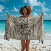 Zora Neale Hurston Sarong Rustic Wood Engraved Style Illustration Joyful Portrait with Book and Map Donkey - Wonder Print Shop