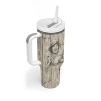 Zora Neale Hurston Tumbler With Handle Rustic Wood Engraved Style Illustration Joyful Portrait with Book and Map Donkey - Wonder Print Shop
