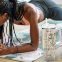 Zora Neale Hurston Tumbler With Handle Rustic Wood Engraved Style Illustration Joyful Portrait with Book and Map Donkey - Wonder Print Shop