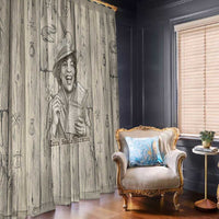 Zora Neale Hurston Window Curtain Rustic Wood Engraved Style Illustration Joyful Portrait with Book and Map Donkey - Wonder Print Shop