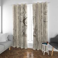 Zora Neale Hurston Window Curtain Rustic Wood Engraved Style Illustration Joyful Portrait with Book and Map Donkey - Wonder Print Shop
