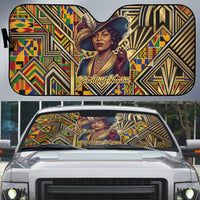 Zora Neale Hurston Auto Sun Shade Bold Kente and Art Deco Pattern - I Am Not Tragically Colored - Wonder Print Shop