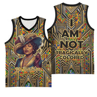 Zora Neale Hurston Basketball Jersey Bold Kente and Art Deco Pattern - I Am Not Tragically Colored - Wonder Print Shop