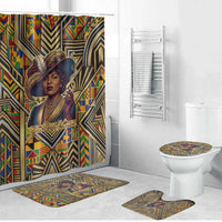 Zora Neale Hurston Bathroom Set Bold Kente and Art Deco Pattern - I Am Not Tragically Colored - Wonder Print Shop
