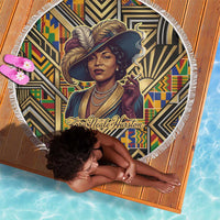 Zora Neale Hurston Beach Blanket Bold Kente and Art Deco Pattern - I Am Not Tragically Colored - Wonder Print Shop