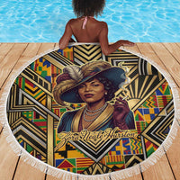 Zora Neale Hurston Beach Blanket Bold Kente and Art Deco Pattern - I Am Not Tragically Colored - Wonder Print Shop