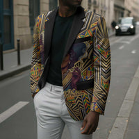Zora Neale Hurston Blazer Bold Kente and Art Deco Pattern - I Am Not Tragically Colored - Wonder Print Shop