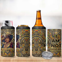 Zora Neale Hurston 4 in 1 Can Cooler Tumbler Bold Kente and Art Deco Pattern - I Am Not Tragically Colored - Wonder Print Shop