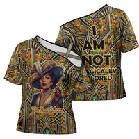 Zora Neale Hurston Cross Shoulder Shirt Bold Kente and Art Deco Pattern - I Am Not Tragically Colored - Wonder Print Shop