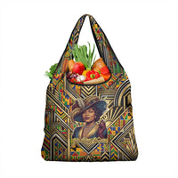 Zora Neale Hurston Grocery Bag Bold Kente and Art Deco Pattern - I Am Not Tragically Colored - Wonder Print Shop
