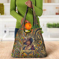Zora Neale Hurston Grocery Bag Bold Kente and Art Deco Pattern - I Am Not Tragically Colored - Wonder Print Shop