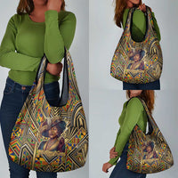 Zora Neale Hurston Grocery Bag Bold Kente and Art Deco Pattern - I Am Not Tragically Colored - Wonder Print Shop