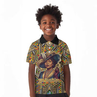 Zora Neale Hurston Kid Polo Shirt Bold Kente and Art Deco Pattern - I Am Not Tragically Colored - Wonder Print Shop