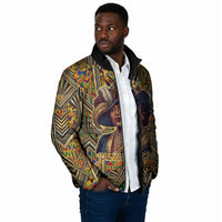 Zora Neale Hurston Padded Jacket Bold Kente and Art Deco Pattern - I Am Not Tragically Colored - Wonder Print Shop