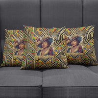 Zora Neale Hurston Pillow Cover Bold Kente and Art Deco Pattern - I Am Not Tragically Colored - Wonder Print Shop