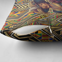 Zora Neale Hurston Pillow Cover Bold Kente and Art Deco Pattern - I Am Not Tragically Colored - Wonder Print Shop
