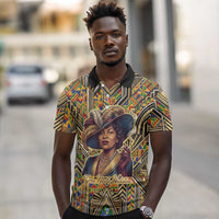 Zora Neale Hurston Polo Shirt Bold Kente and Art Deco Pattern - I Am Not Tragically Colored - Wonder Print Shop