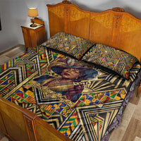 Zora Neale Hurston Quilt Bed Set Bold Kente and Art Deco Pattern - I Am Not Tragically Colored - Wonder Print Shop