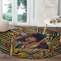 Zora Neale Hurston Round Carpet Bold Kente and Art Deco Pattern - I Am Not Tragically Colored - Wonder Print Shop
