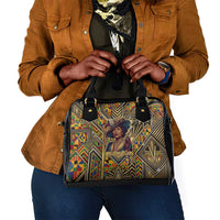 Zora Neale Hurston Shoulder Handbag Bold Kente and Art Deco Pattern - I Am Not Tragically Colored - Wonder Print Shop