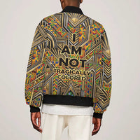 Zora Neale Hurston Sleeve Zip Bomber Jacket Bold Kente and Art Deco Pattern - I Am Not Tragically Colored - Wonder Print Shop