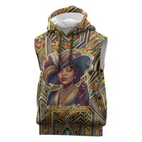 Zora Neale Hurston Sleeveless Hoodie Bold Kente and Art Deco Pattern - I Am Not Tragically Colored - Wonder Print Shop