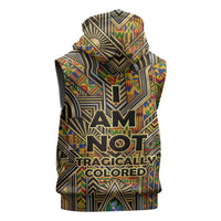 Zora Neale Hurston Sleeveless Hoodie Bold Kente and Art Deco Pattern - I Am Not Tragically Colored - Wonder Print Shop