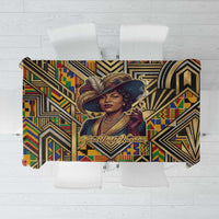Zora Neale Hurston Tablecloth Bold Kente and Art Deco Pattern - I Am Not Tragically Colored - Wonder Print Shop