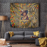 Zora Neale Hurston Tapestry Bold Kente and Art Deco Pattern - I Am Not Tragically Colored - Wonder Print Shop