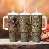 Zora Neale Hurston Tumbler With Handle Bold Kente and Art Deco Pattern - I Am Not Tragically Colored - Wonder Print Shop