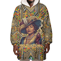 Zora Neale Hurston Wearable Blanket Hoodie Bold Kente and Art Deco Pattern - I Am Not Tragically Colored - Wonder Print Shop