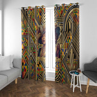Zora Neale Hurston Window Curtain Bold Kente and Art Deco Pattern - I Am Not Tragically Colored - Wonder Print Shop