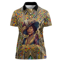 Zora Neale Hurston Women Polo Shirt Bold Kente and Art Deco Pattern - I Am Not Tragically Colored - Wonder Print Shop